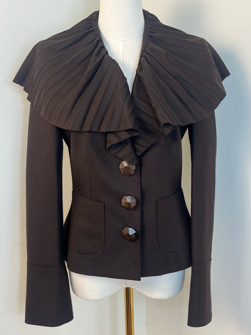 Salvatore Ferragamo Pleated Collar Blazer